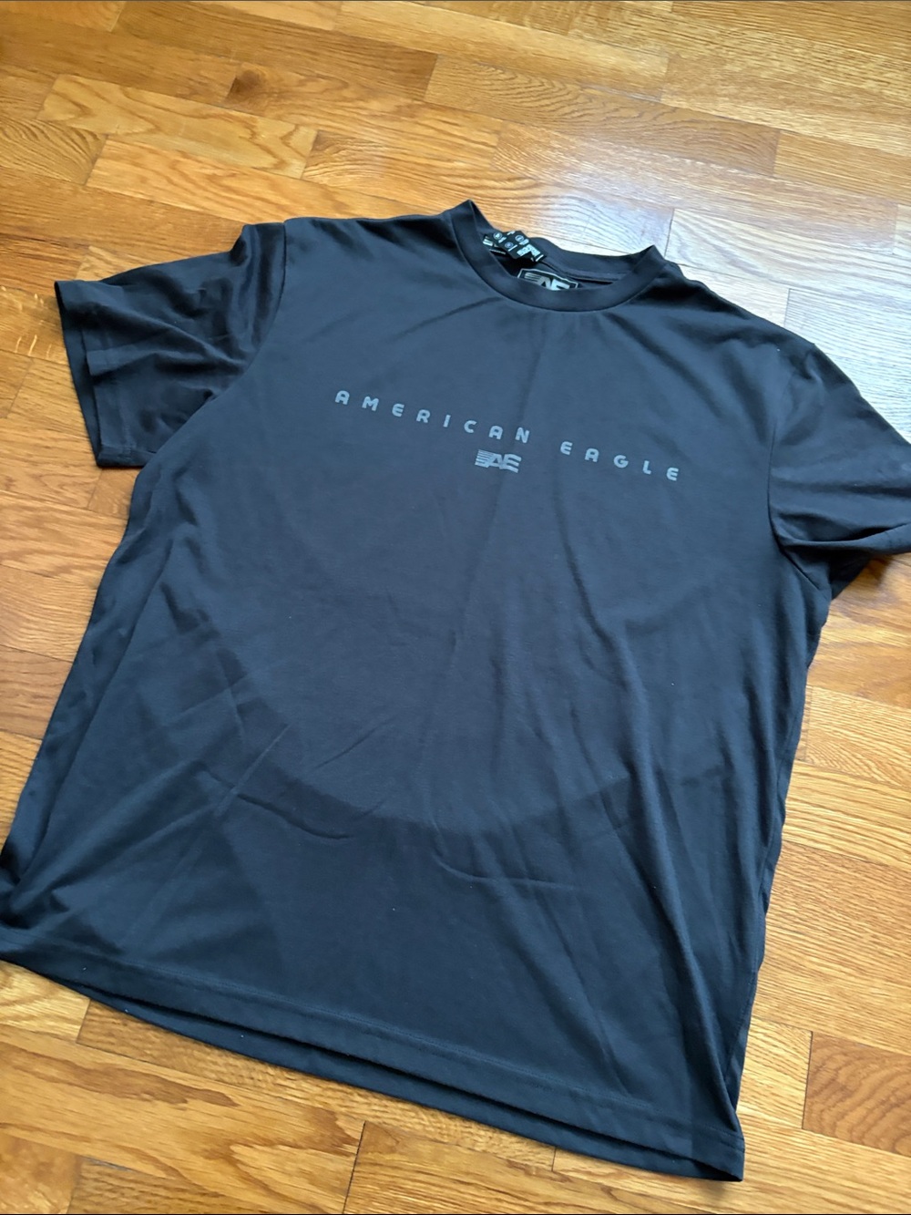 American Eagle Outfitters Black Short-Sleeve Logo Tee
